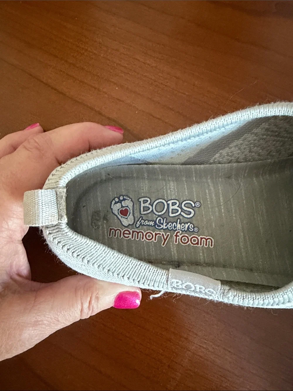 Skechers BOBS Light Gray Knit Slip-On Flats